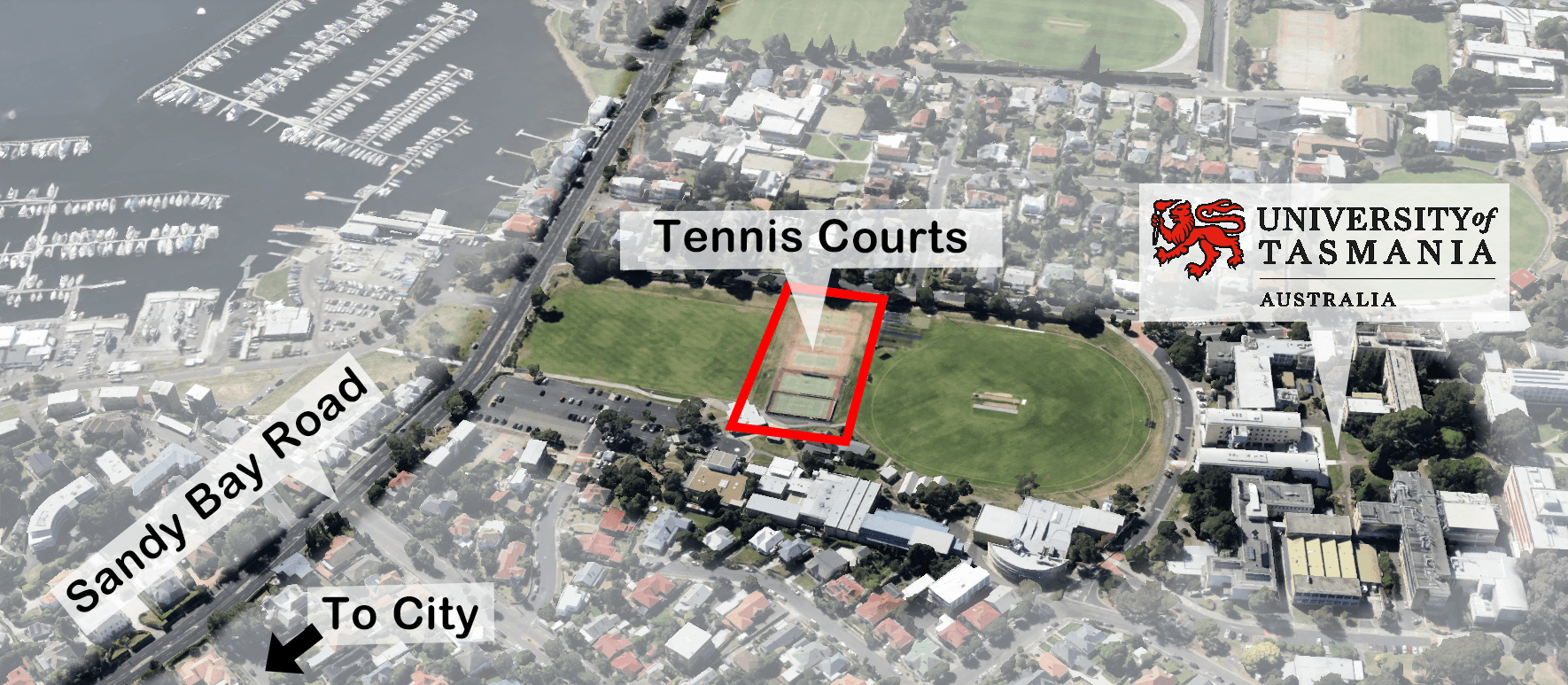 Tennis courts location - Sandy Bay Road, Hobart